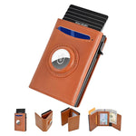 Smart Wallet for Airtag,Slim Leather RFID Bifold with Pop-Up Feature,9-14 Card Capacity & ID Window,Cash Slot,Gifts for Men (Airtag Not Included)