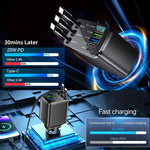 Nuokaiqi Car 8-In-1 Fast Charger with 3 Retractable Cables, 180° Direction Adjustment, LED Display, Compact Design, Premium Materials, Ideal for Road Trips