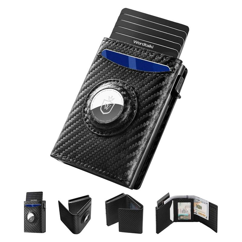 Smart Wallet for Airtag,Slim Leather RFID Bifold with Pop-Up Feature,9-14 Card Capacity & ID Window,Cash Slot,Gifts for Men (Airtag Not Included)