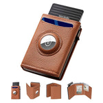 Smart Wallet for Airtag,Slim Leather RFID Bifold with Pop-Up Feature,9-14 Card Capacity & ID Window,Cash Slot,Gifts for Men (Airtag Not Included)