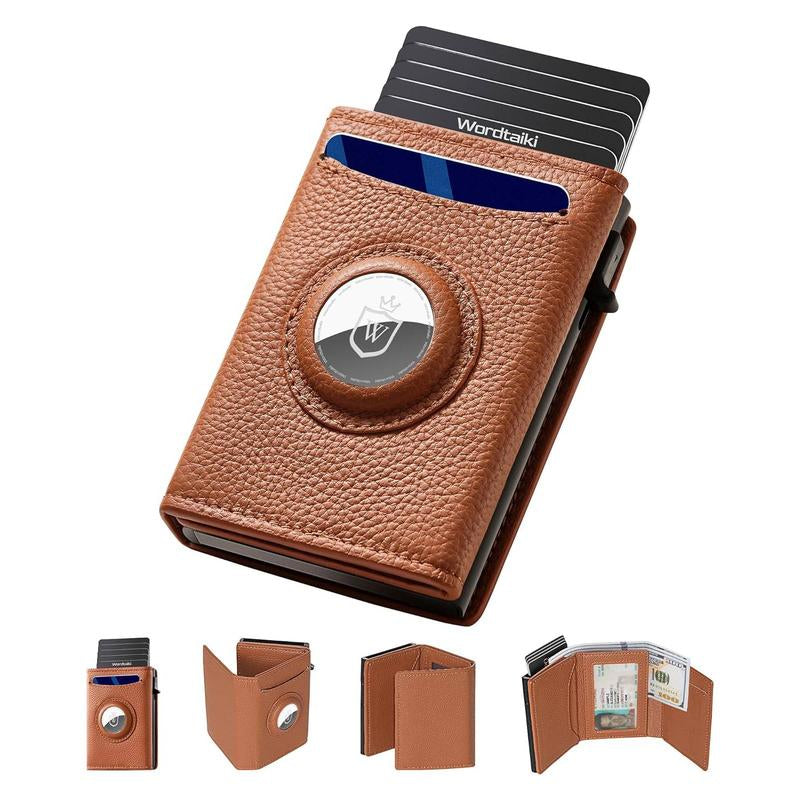 Smart Wallet for Airtag,Slim Leather RFID Bifold with Pop-Up Feature,9-14 Card Capacity & ID Window,Cash Slot,Gifts for Men (Airtag Not Included)