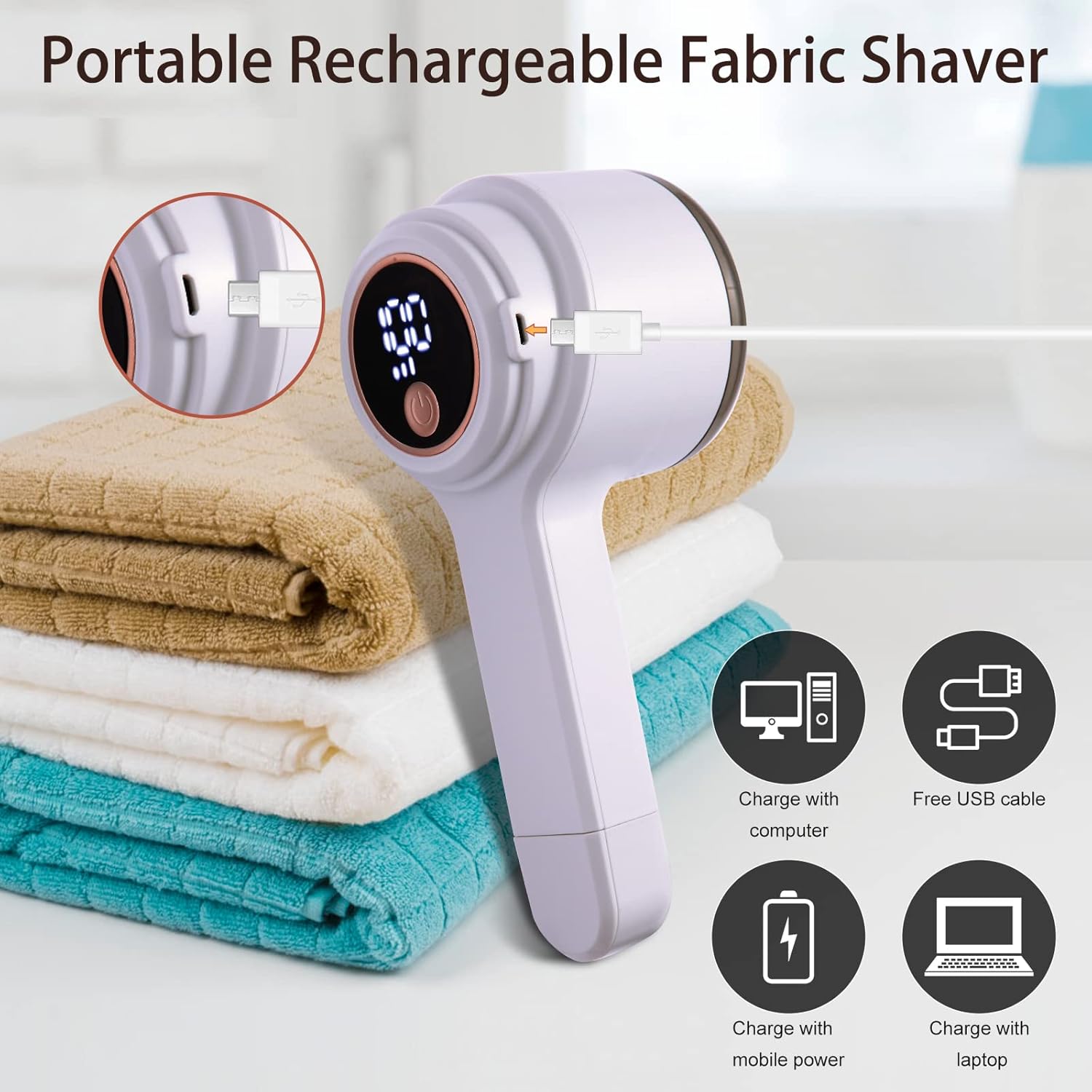 Fabric Shaver,Lint Shaver,Electric Sweater Shaver Rechargeable with 3-Speed,6-Leaf Blades,And Lint Roller,Big Storage,Lint Remover for Clothes,Furniture,Sweaters,Couch,And Blanket