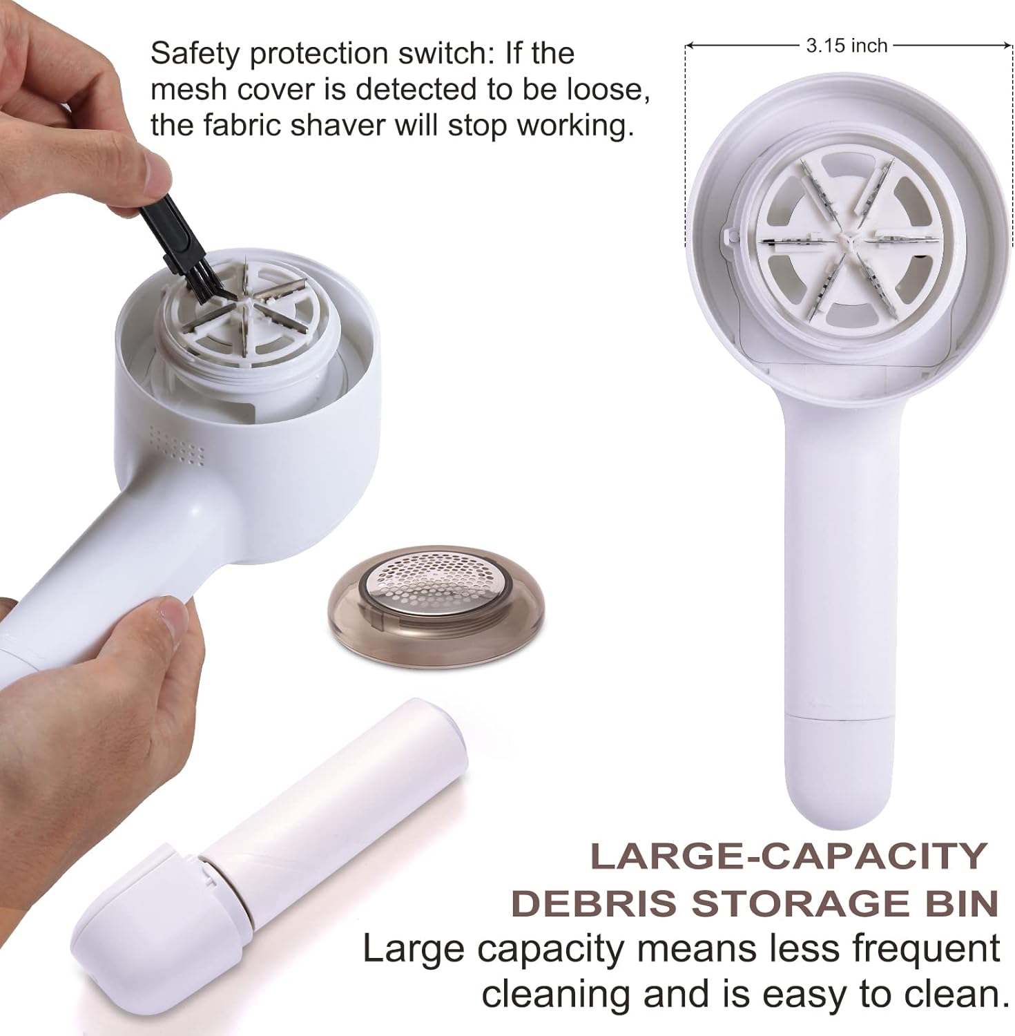 Fabric Shaver,Lint Shaver,Electric Sweater Shaver Rechargeable with 3-Speed,6-Leaf Blades,And Lint Roller,Big Storage,Lint Remover for Clothes,Furniture,Sweaters,Couch,And Blanket