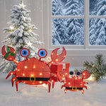 Christmas Outdoor Decorations Yard, 2 Piece Battery Operated Lighted Crab 50 LED Lights with 8 Lighting Modes, Light up 2D Crab for Xmas Holiday Front Garden Patio Lawn Decor