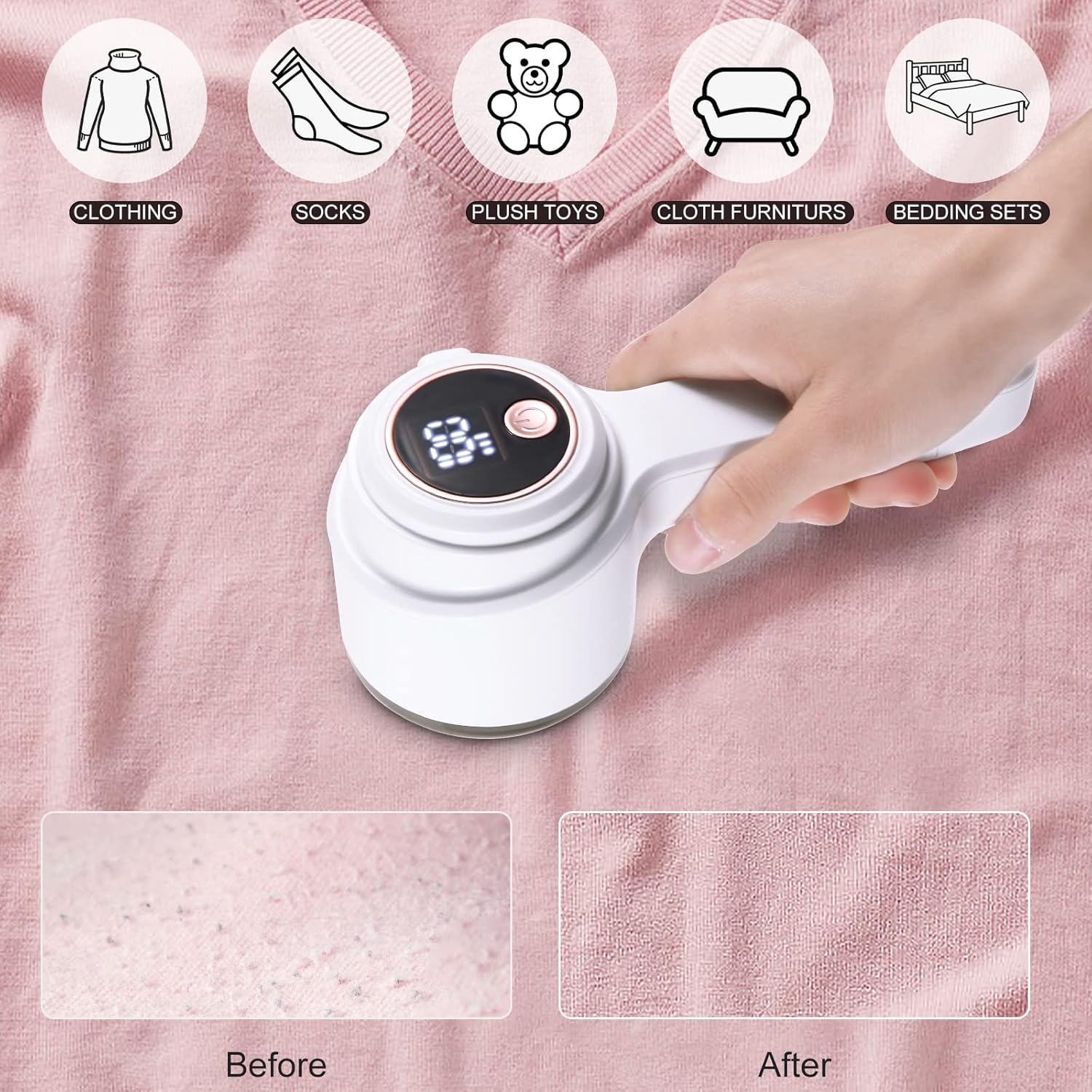 Fabric Shaver,Lint Shaver,Electric Sweater Shaver Rechargeable with 3-Speed,6-Leaf Blades,And Lint Roller,Big Storage,Lint Remover for Clothes,Furniture,Sweaters,Couch,And Blanket