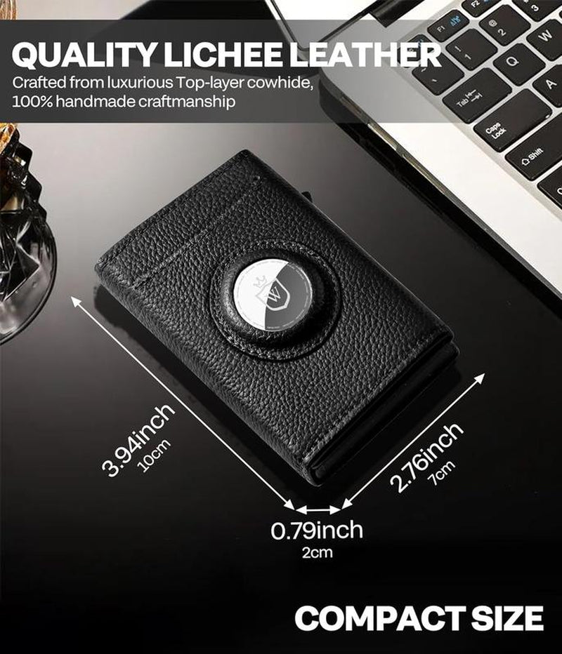 Smart Wallet for Airtag,Slim Leather RFID Bifold with Pop-Up Feature,9-14 Card Capacity & ID Window,Cash Slot,Gifts for Men (Airtag Not Included)