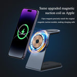 3-In-1 Magnetic Wireless Charger Stand, 15W Aluminum Alloy Magsafe Charging Station for Iphone 15/14/13/12 Series, Airpods 3/Pro/2, Iwatch Ultra/8/7/ 6/SE/5/4/3/2 Devices Durable Cellphone