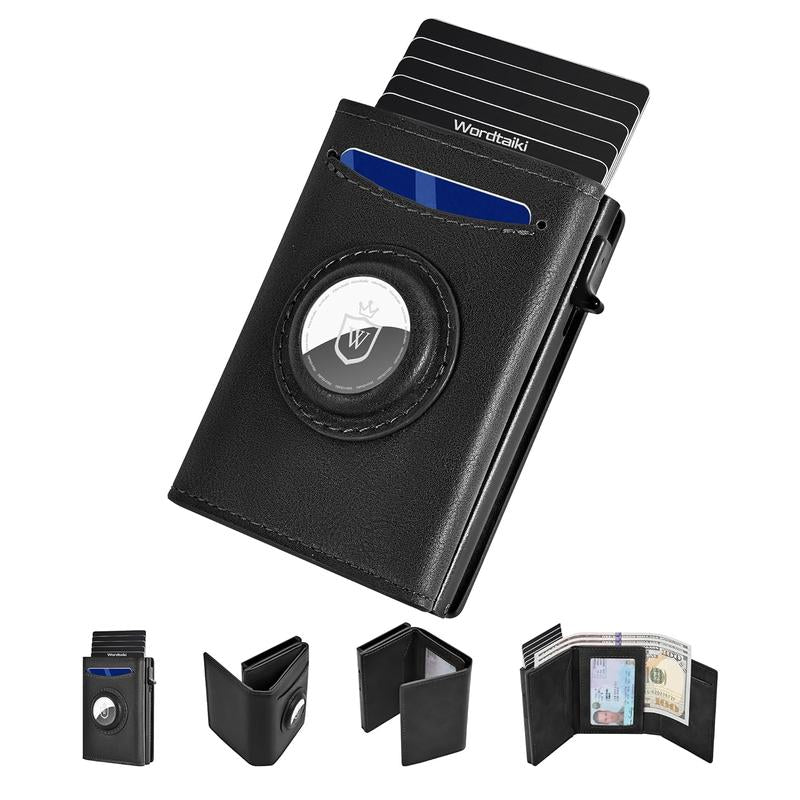 Smart Wallet for Airtag,Slim Leather RFID Bifold with Pop-Up Feature,9-14 Card Capacity & ID Window,Cash Slot,Gifts for Men (Airtag Not Included)