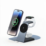 3-In-1 Magnetic Wireless Charger Stand, 15W Aluminum Alloy Magsafe Charging Station for Iphone 15/14/13/12 Series, Airpods 3/Pro/2, Iwatch Ultra/8/7/ 6/SE/5/4/3/2 Devices Durable Cellphone