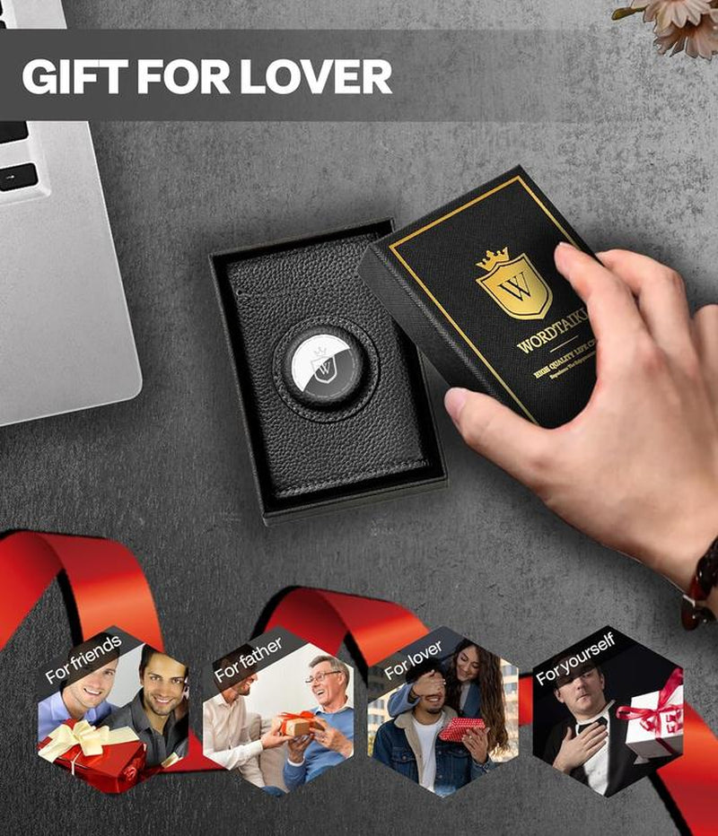 Smart Wallet for Airtag,Slim Leather RFID Bifold with Pop-Up Feature,9-14 Card Capacity & ID Window,Cash Slot,Gifts for Men (Airtag Not Included)