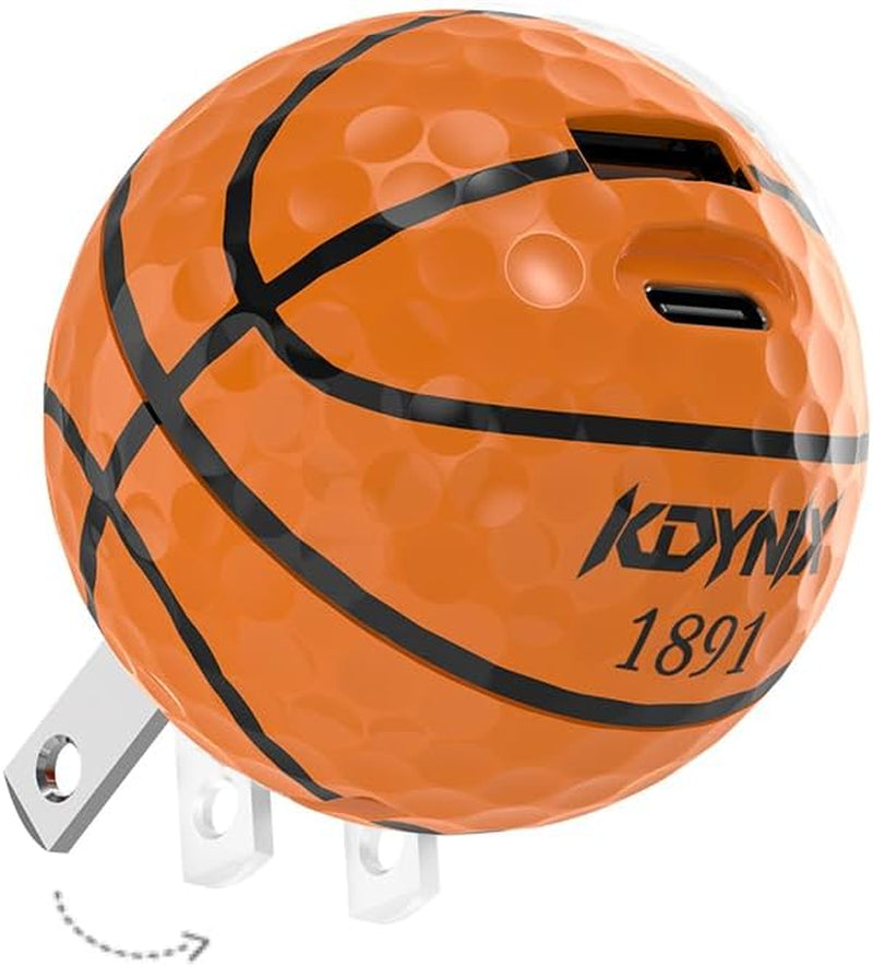 20W Dual Port Creative Golf Ball Charger Block， Gan III Power Adapter Fast Wall Charger with UL Certified, Fast Charging for Iphone 16/16 Pro/16 Pro Max/16 Plus/15/14/13/12, Galaxy, Ipad, Airpods