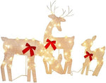 3 Pack Tinsel Reindeer Family Lighted 2D Deer Christmas Decor, with Clear 60 Count Lights, Light up Buck, Doe and Fawn Indoor or Outdoor Yard Lawn Festive Holiday Decoration