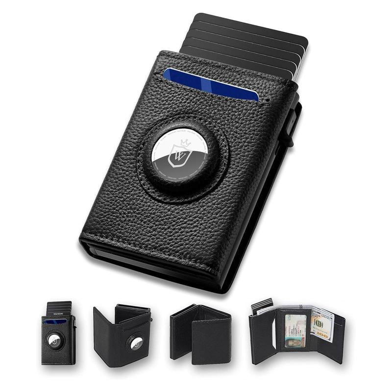 Smart Wallet for Airtag,Slim Leather RFID Bifold with Pop-Up Feature,9-14 Card Capacity & ID Window,Cash Slot,Gifts for Men (Airtag Not Included)