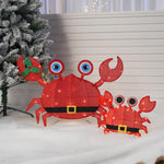 Christmas Outdoor Decorations Yard, 2 Piece Battery Operated Lighted Crab 50 LED Lights with 8 Lighting Modes, Light up 2D Crab for Xmas Holiday Front Garden Patio Lawn Decor